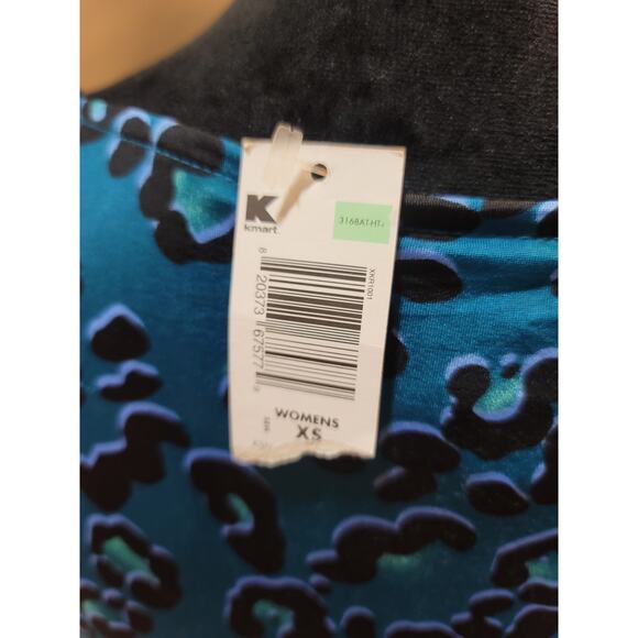 Attention Blouse Women's Blue Black Size XS Animal Print Stretch Long Sleeve - Picture 8 of 11